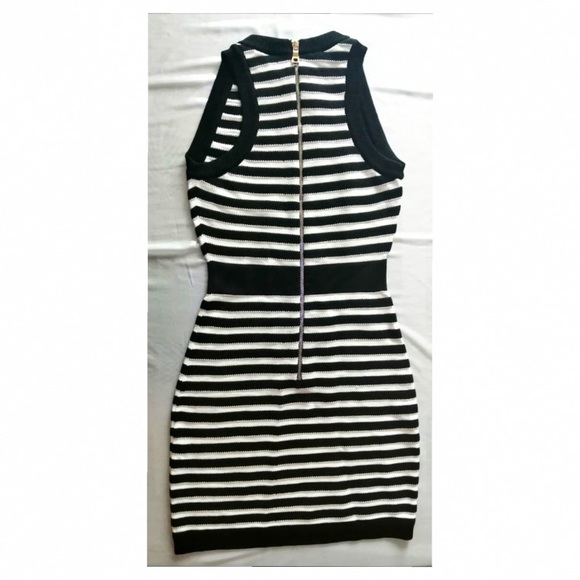 Authentic Balmain Black & White Striped Knit Dress - Picture 3 of 8